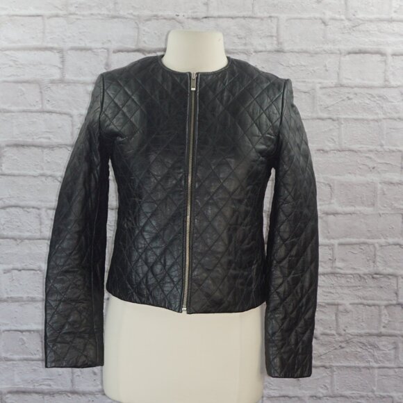 Vintage 90s Quilted Leather Jacket - Picture 1 of 9
